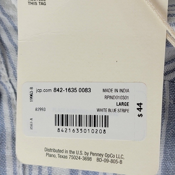 A.n.a Blue And White Striped Preppy Cotton Long Sleeve Button Down Sz L NEW - Picture 13 of 13